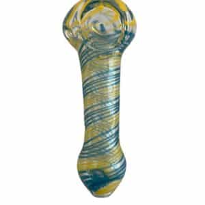 3.6" HAND PIPE BLUE & YELLOW TWIST