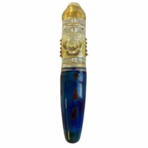 8" HAND PIPE BLUE WITH BROWN DOTS