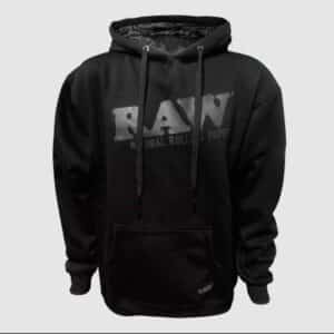 RAW BLACK HOODIE WITH BLACK LOGO 100% COTTON