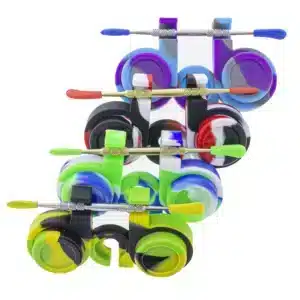 SILICONE DUAL CONTAINER W/ DAB HOLDER - ASSORTED COLORS