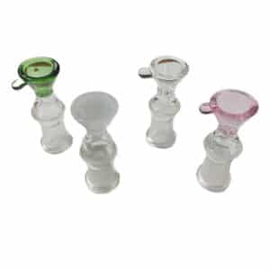 14mm FEMALE GLASS BOWL WITH BUILT-IN SCREEN & HANDLE