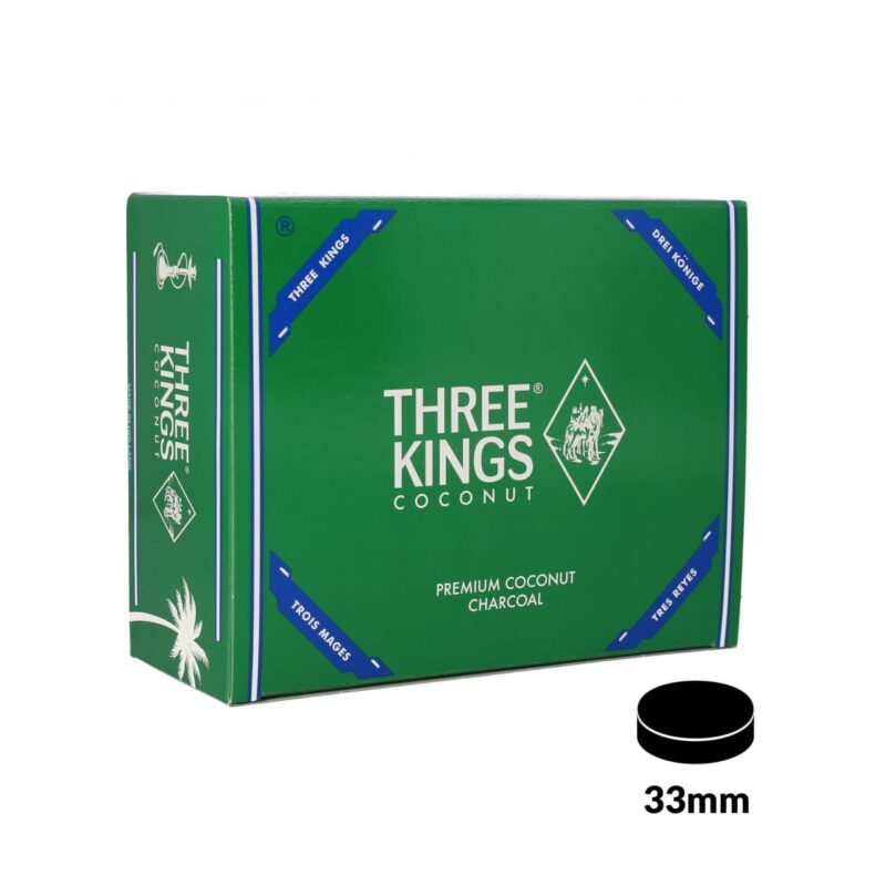 THREE KINGS COCONUT CHARCOAL x 100 PCS / 33 mm
