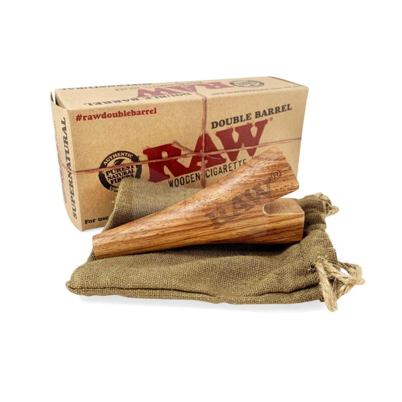 RAW WOODEN CIGARETTE HOLDER - DOUBLE BARREL