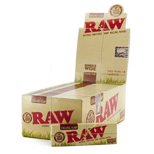 RAW ORGANIC HEMP SINGLE WIDE ROLLING PAPER x 25