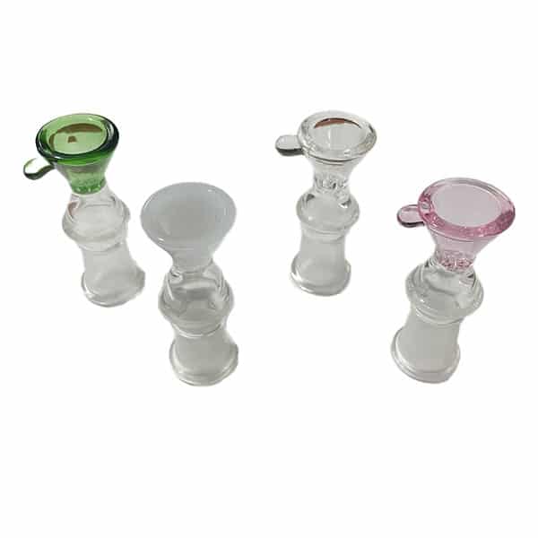14mm FEMALE GLASS BOWL WITH BUILT-IN SCREEN & HANDLE